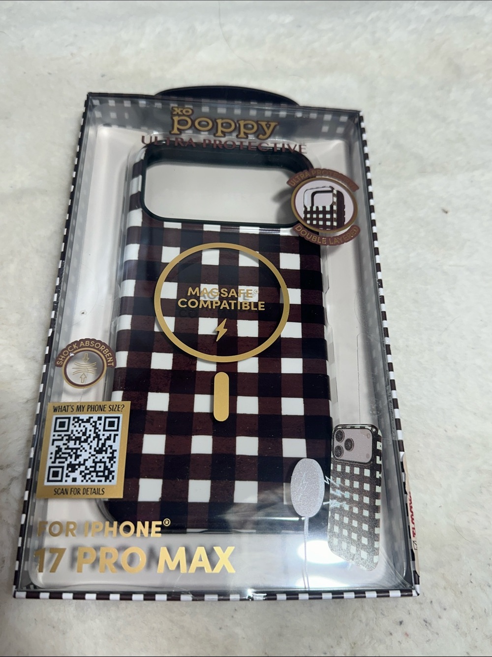Xo poppy brown gingham iPhone 17 pro max case